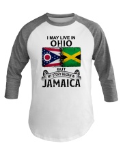 LIVE IN OHIO BEGAN IN JAMAICA Baseball Tee thumbnail