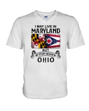 LIVE IN MARYLAND BEGAN IN OHIO V-Neck T-Shirt tile