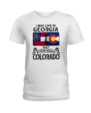 LIVE IN GEORGIA BUT MY STORY BEGAN IN COLORADO Ladies T-Shirt tile