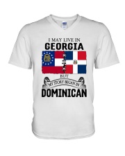 LIVE IN GEORGIA BEGAN IN DOMINICAN ROOT WOMEN V-Neck T-Shirt thumbnail