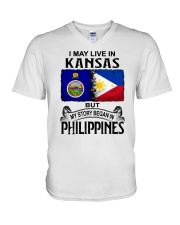 LIVE IN KANSAS BEGAN IN PHILIPPINES V-Neck T-Shirt thumbnail
