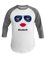 Michigan Flag Glasses Custom Your Name Baseball Tee tile
