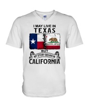 LIVE IN TEXAS BEGAN IN CALIFORNIA V-Neck T-Shirt thumbnail