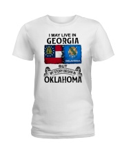 LIVE IN GEORGIA BEGAN IN OKLAHOMA Ladies T-Shirt tile