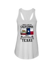 LIVE IN CALIFORNIA BUT MY STORY BEGAN IN TEXAS Ladies Flowy Tank tile