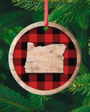 Oregon Map Plaid Pattern Circle ornament - single (porcelain) custom-circle-ornament-single-porcelain-lifestyle-10