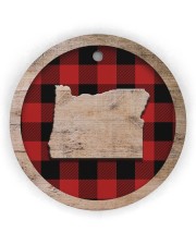 Oregon Map Plaid Pattern Circle Ornament (Wood tile