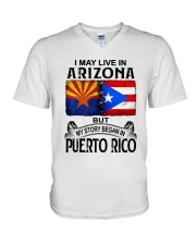 LIVE IN ARIZONA BEGAN IN PUERTO RICO V-Neck T-Shirt tile