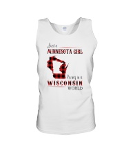 MINNESOTA GIRL LIVING IN WISCONSIN WORLD Unisex Tank thumbnail