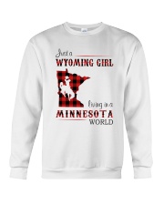 WYOMING GIRL LIVING IN MINNESOTA WORLD Crewneck Sweatshirt thumbnail