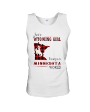 WYOMING GIRL LIVING IN MINNESOTA WORLD Unisex Tank thumbnail