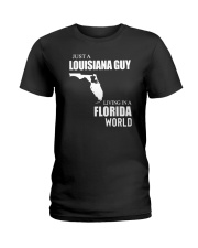 JUST A LOUISIANA GUY LIVING IN FLORIDA WORLD Ladies T-Shirt tile