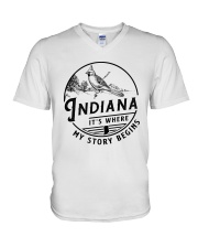 INDIANA IT'S WHERE MY STORY BEGINS V-Neck T-Shirt thumbnail