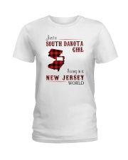 SOUTH DAKOTA GIRL LIVING IN JERSEY WORLD Ladies T-Shirt thumbnail