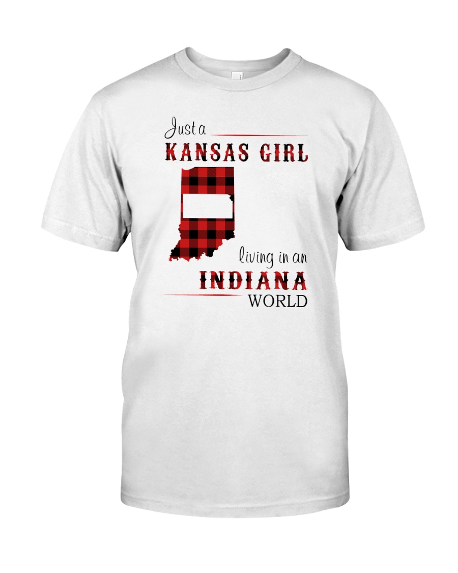 KANSAS GIRL LIVING IN INDIANA WORLD Classic T-Shirt