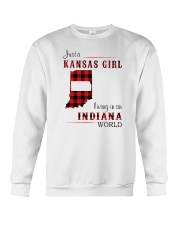 KANSAS GIRL LIVING IN INDIANA WORLD Crewneck Sweatshirt thumbnail