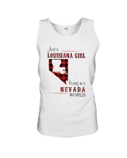 LOUISIANA GIRL LIVING IN NEVADA WORLD Unisex Tank thumbnail