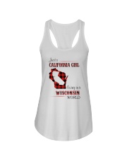 CALIFORNIA GIRL LIVING IN WISCONSIN WORLD Ladies Flowy Tank thumbnail