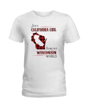 CALIFORNIA GIRL LIVING IN WISCONSIN WORLD Ladies T-Shirt thumbnail