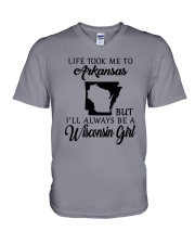 LIFE TOOK ME TO ARKANSAS BUT I'LL A WISCONSIN GIRL V-Neck T-Shirt thumbnail