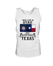 LIVE IN UTAH BEGAN IN TEXAS Unisex Tank tile