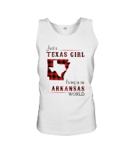 TEXAS GIRL LIVING IN ARKANSAS WORLD Unisex Tank thumbnail