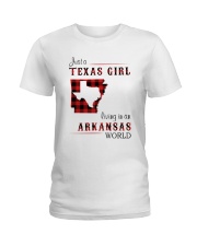 TEXAS GIRL LIVING IN ARKANSAS WORLD Ladies T-Shirt thumbnail