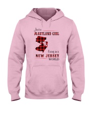 MARYLAND GIRL LIVING IN NEW JERSEY WORLD Hooded Sweatshirt tile