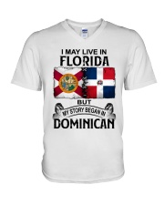 LIVE IN FLORIDA BEGAN IN DOMINICAN V-Neck T-Shirt thumbnail