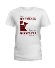 NEW YORK GIRL LIVING IN MINNESOTA WORLD Ladies T-Shirt thumbnail