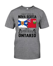 LIVE IN NOVA SCOTIA BEGAN IN ONTARIO ROOT Classic T-Shirt front