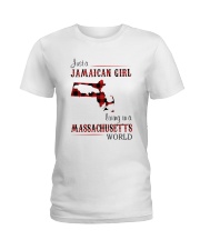JAMAICAN GIRL LIVING IN MASSACHUSETTS WORLD Ladies T-Shirt tile