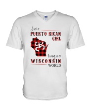 PUERTO RICAN GIRL LIVING IN WISCONSIN WORLD V-Neck T-Shirt thumbnail