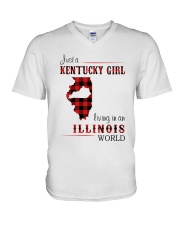 KENTUCKY GIRL LIVING IN ILLINOIS WORLD V-Neck T-Shirt thumbnail