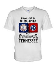 LIVE IN VIRGINIA BEGAN IN TENNESSEE V-Neck T-Shirt tile