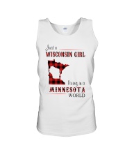 WISCONSIN GIRL LIVING IN MINNESOTA WORLD Unisex Tank thumbnail