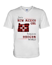NEW MEXICO GIRL LIVING IN OREGON WORLD V-Neck T-Shirt thumbnail