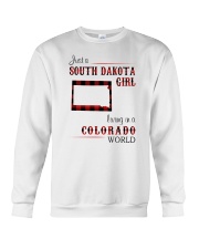 SOUTH DAKOTA GIRL LIVING IN COLORADO WORLD Crewneck Sweatshirt thumbnail