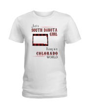 SOUTH DAKOTA GIRL LIVING IN COLORADO WORLD Ladies T-Shirt thumbnail
