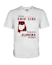OHIO GIRL LIVING IN ALABAMA WORLD V-Neck T-Shirt thumbnail