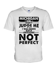 Michigan Girl Don't Judge Me V-Neck T-Shirt tile