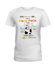 COW WITH A FUCK FUCK HERE Ladies T-Shirt thumbnail
