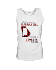 ALABAMA GIRL LIVING IN GEORGIA WORLD Unisex Tank tile