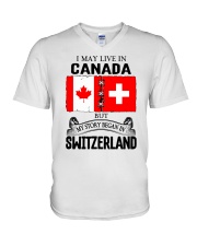 LIVE IN CANADA BEGAN IN SWITZERLAND ROOT V-Neck T-Shirt thumbnail