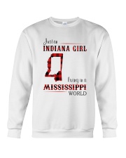 INDIANA GIRL LIVING IN MISSISSIPPI WORLD Crewneck Sweatshirt thumbnail