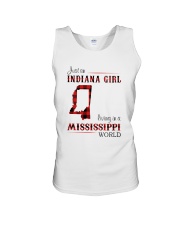 INDIANA GIRL LIVING IN MISSISSIPPI WORLD Unisex Tank thumbnail