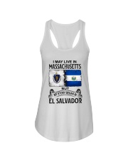 LIVE IN MASSACHSUETTS BEGAN IN EL SALVADOR Ladies Flowy Tank tile
