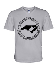 WEST VIRGINIA GIRL LIVING IN NORTH CAROLINA WORLD V-Neck T-Shirt thumbnail