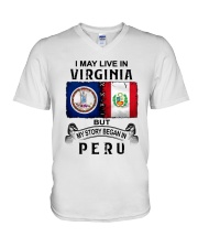 LIVE IN VIRGINIA BEGAN IN PERU V-Neck T-Shirt tile
