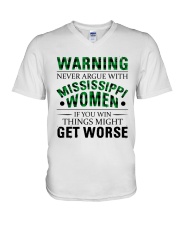 Never Argue With Mississippi Women V-Neck T-Shirt tile